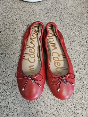 Sam Edelman Red Leather Kid's Ballet Flats